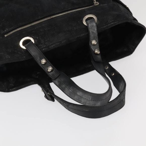 CHANEL Paris Biarritz MM Tote Bag Coated Canvas Black Silver CC Auth bs19293 - Picture 7 of 16